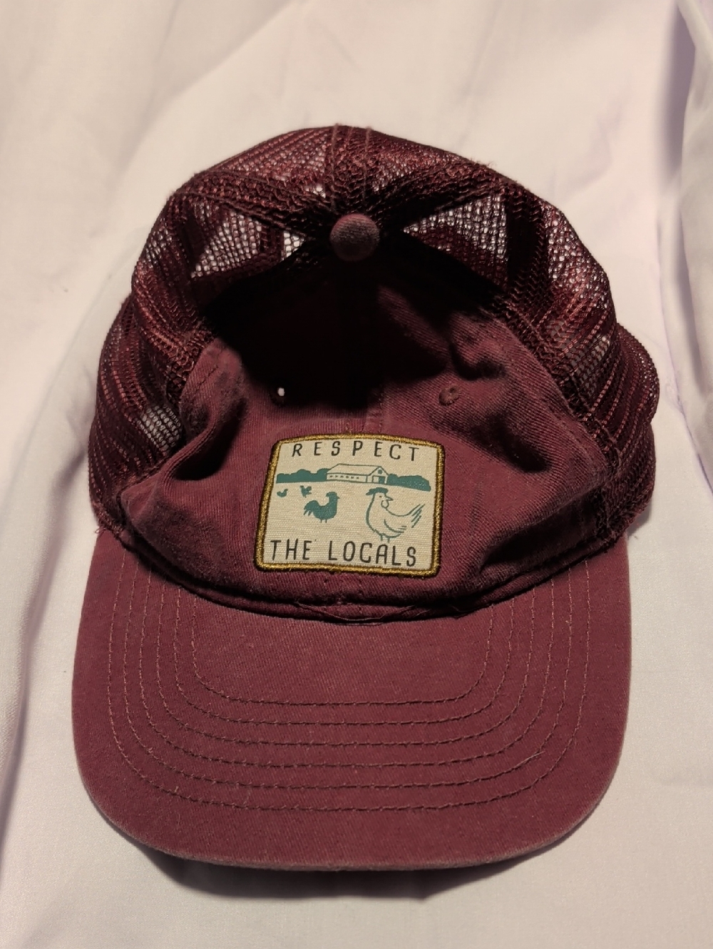 NFINITY Respect The Locals Burgundy Mesh Trucker Cap Farming